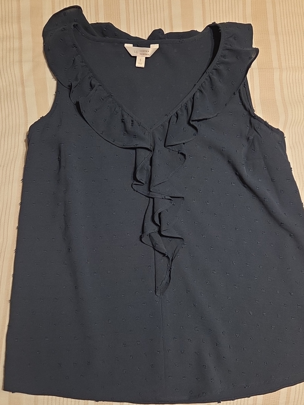 LC Lauren Conrad Navy Ruffle V-Neck Sleeveless Camisole